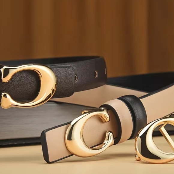 Big letter C classic buckle black belt - Picture 3 of 16